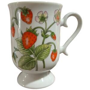 1980 Sheffield Strawberry Patch Footed Mug Fine Porcelain
